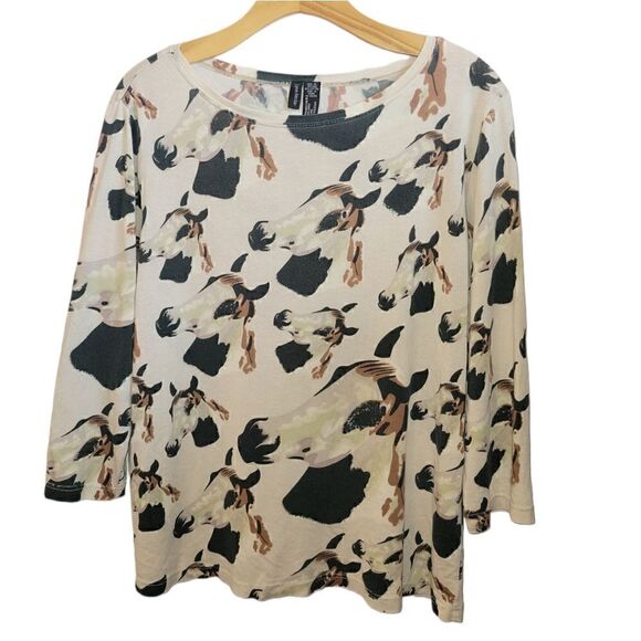 Lynn Ritchie Silk Blend Horse Animal Print Print 3/4 Sleeve Top XL - Picture 5 of 10